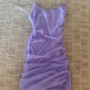 Windsor Lavender Sparkle Ruched Mini Dress